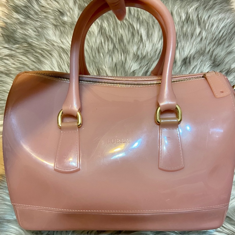 Furla Pink Patent Leather Top-Handle Tote